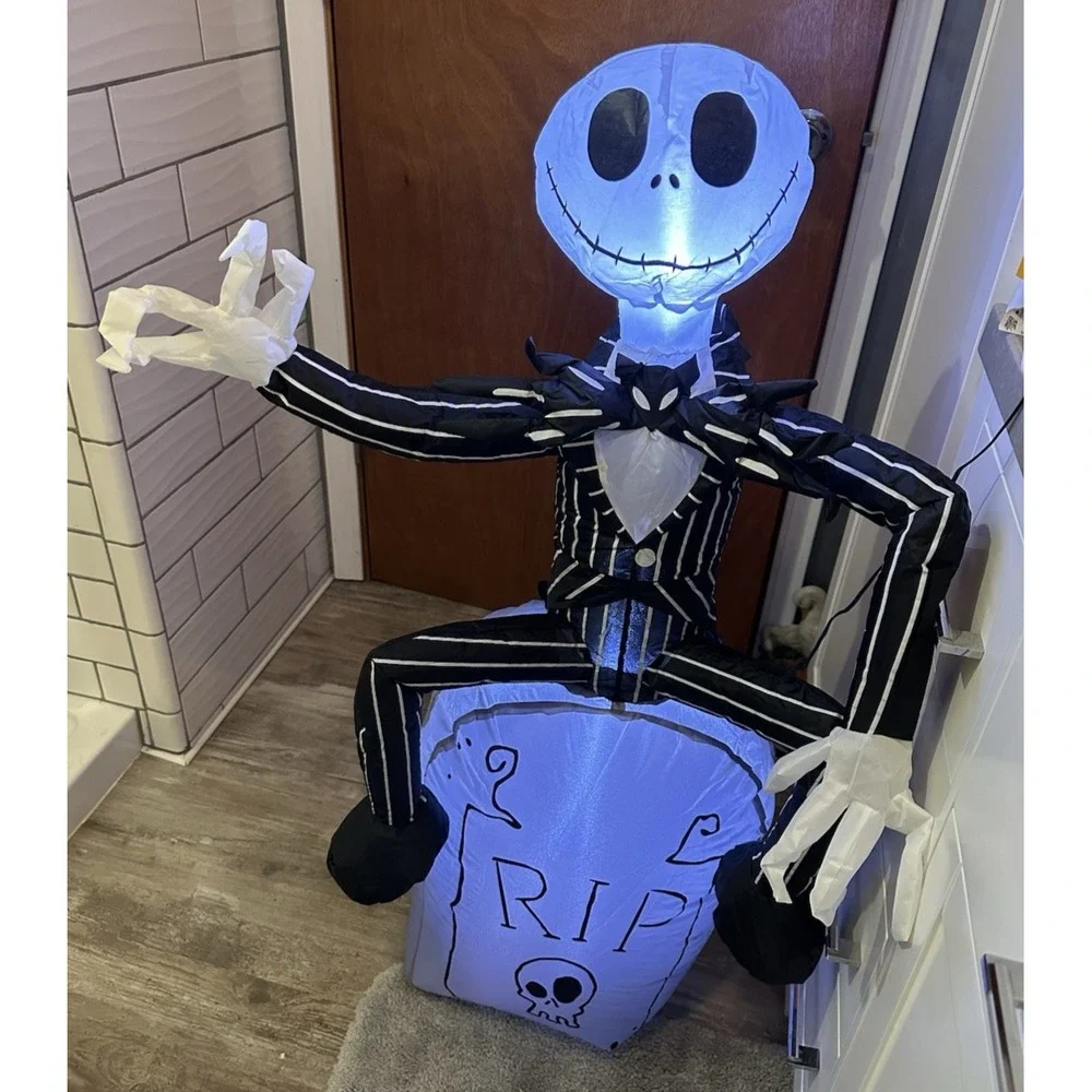 Nightmare Before Christmas Jack Skellington Tombstone Airblown Inflatable 3.5'